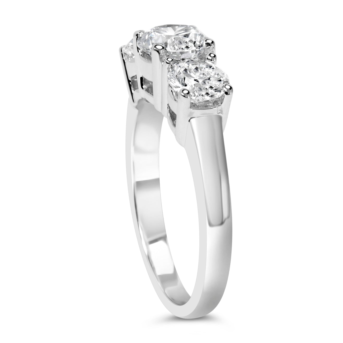 Anillo de tres piedras de oro blanco de 14 quilates con diamantes cultivados en laboratorio de 2,00 quilates en total (color F-G, claridad VS1-VS2) - Talla 7