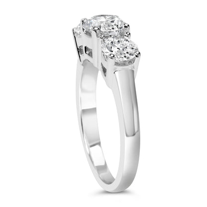 Anillo de tres piedras de oro blanco de 14 quilates con diamantes cultivados en laboratorio de 2,00 quilates en total (color F-G, claridad VS1-VS2) - Talla 7