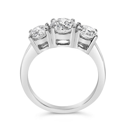 Anillo de tres piedras de oro blanco de 14 quilates con diamantes cultivados en laboratorio de 2,00 quilates en total (color F-G, claridad VS1-VS2) - Talla 7