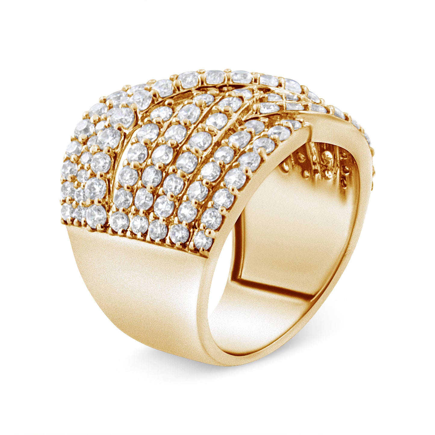 Anillo de oro amarillo de 10K con diamante de 3,0 Cttw, ocho filas, diseño envolvente, sortija llamativa (color H-I, claridad I2-I3) - Talla 7