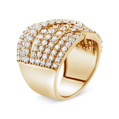 Anillo de oro amarillo de 10K con diamante de 3,0 Cttw, ocho filas, diseño envolvente, sortija llamativa (color H-I, claridad I2-I3) - Talla 7