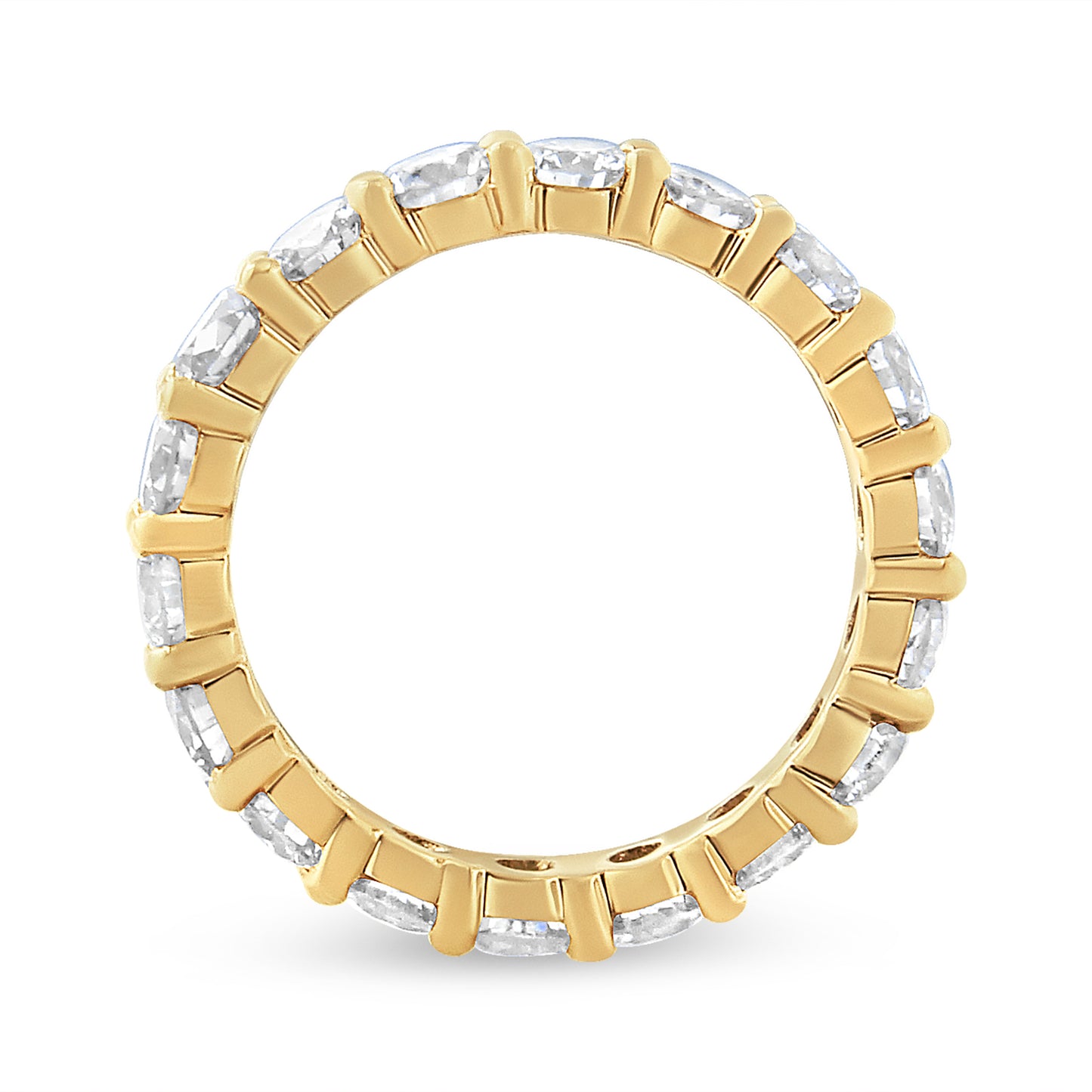 Anillo de eternidad de oro amarillo de 14K con diamantes de talla redonda de 3,00 Cttw engastados con puntas compartidas (color J-K, claridad VS1-VS2) - Talla de anillo 7
