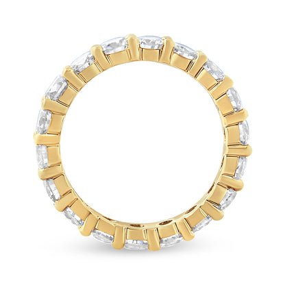 Anillo de eternidad de oro amarillo de 14K con diamantes de talla redonda de 3,00 Cttw engastados con puntas compartidas (color J-K, claridad VS1-VS2) - Talla de anillo 7