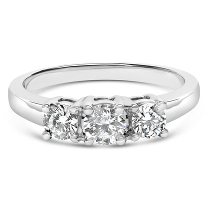 Anillo de oro blanco de 14K con 3 diamantes creados en laboratorio de 3/4 Cttw (color F-G, claridad VS2-SI1) - Talla 7