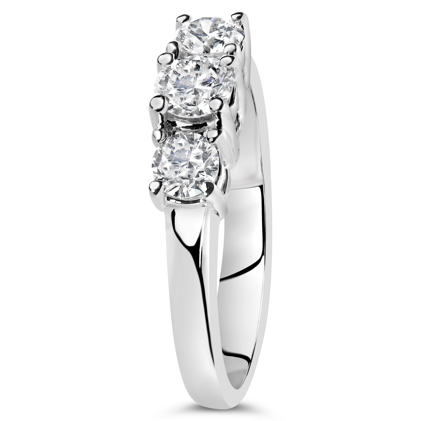 Anillo de oro blanco de 14K con 3 diamantes creados en laboratorio de 3/4 Cttw (color F-G, claridad VS2-SI1) - Talla 7