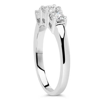 Anillo de oro blanco de 14K con 3 diamantes creados en laboratorio de 3/4 Cttw (color F-G, claridad VS2-SI1) - Talla 7