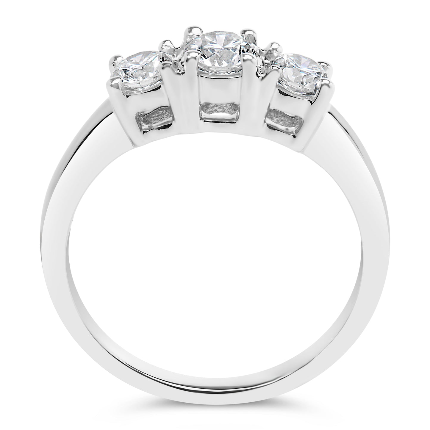Anillo de oro blanco de 14K con 3 diamantes creados en laboratorio de 3/4 Cttw (color F-G, claridad VS2-SI1) - Talla 7