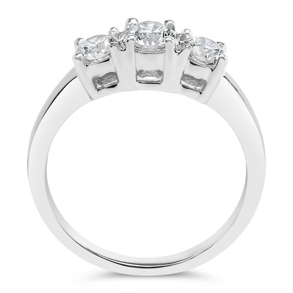 Anillo de oro blanco de 14K con 3 diamantes creados en laboratorio de 3/4 Cttw (color F-G, claridad VS2-SI1) - Talla 7
