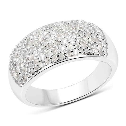 Anillo de plata de ley .925 con diamante blanco auténtico de 0,96 quilates