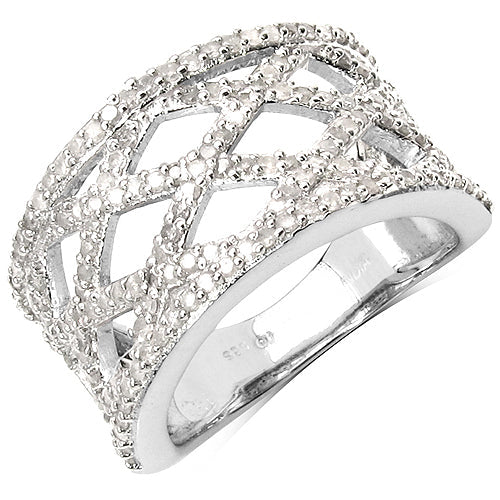 Anillo de plata de ley .925 con diamante blanco auténtico de 0,92 quilates