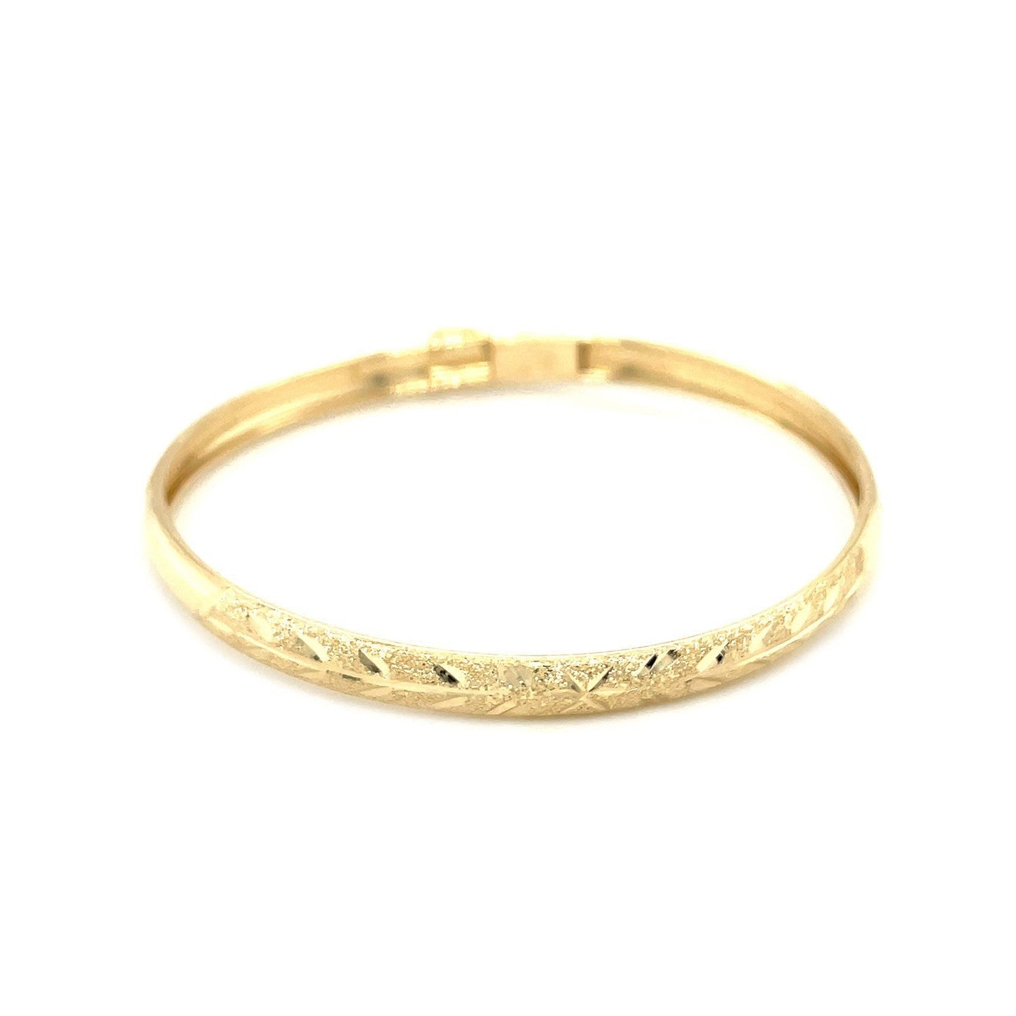 Pulsera de oro amarillo de 10k tipo cúpula con corte florentino y diamante para niños