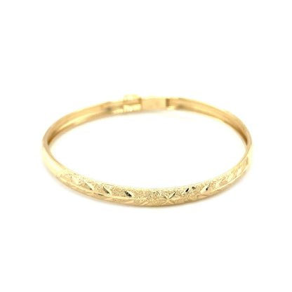 Pulsera de oro amarillo de 10k tipo cúpula con corte florentino y diamante para niños