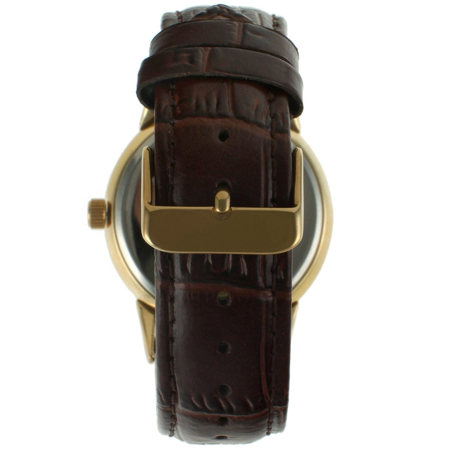 Men's 40mm Vintage White Dial Sun Moon Brown Leather Strap Watch