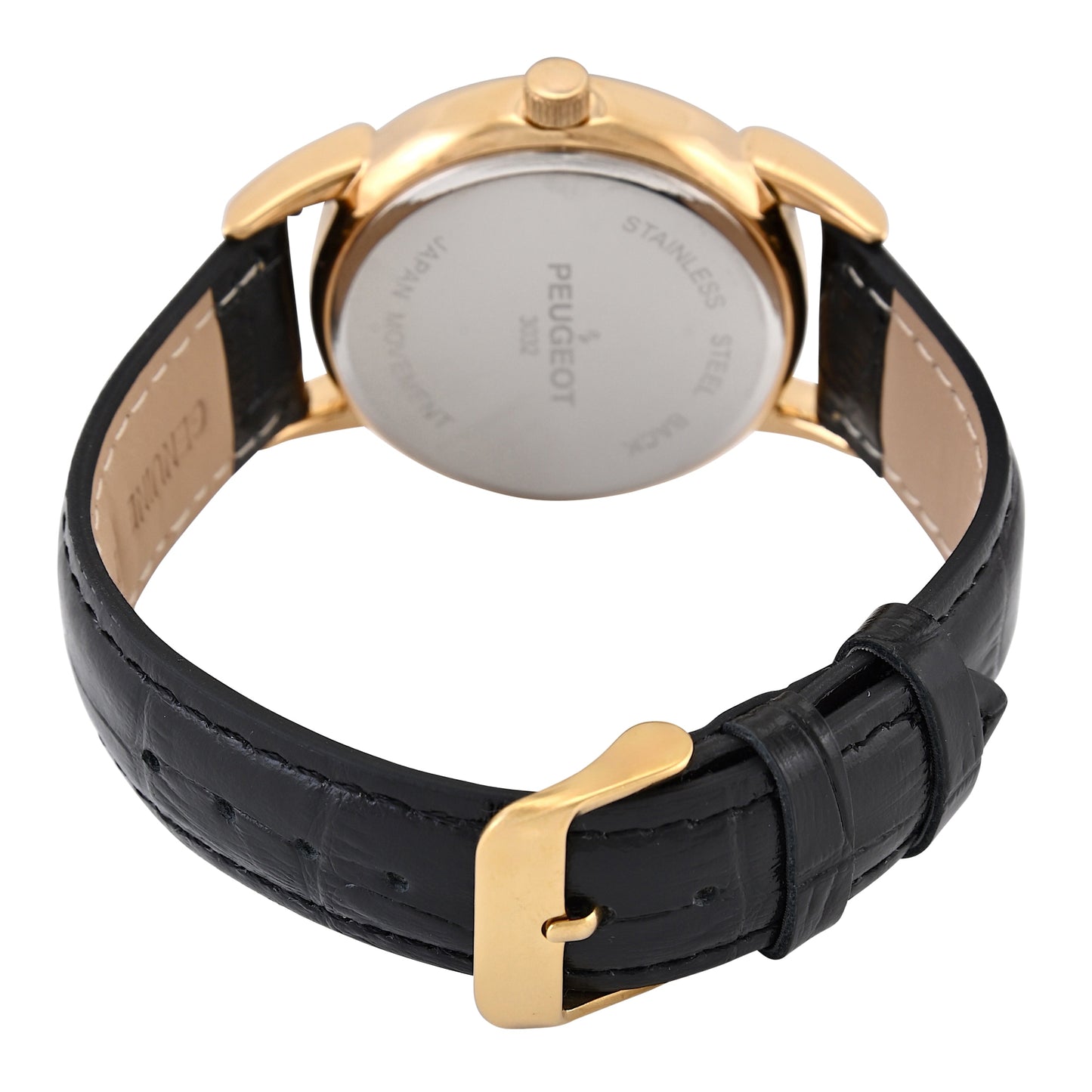 Men's 40mm Vintage Black Dial Sun Moon Black Leather Strap Watch