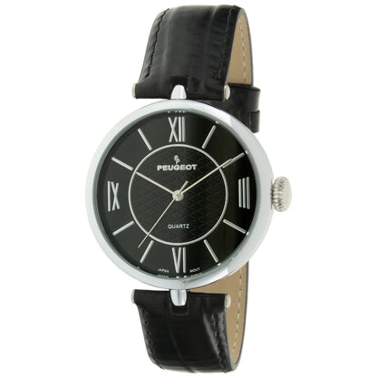 Women's 38mm Watch T-Bar Dress Black Leather Strap