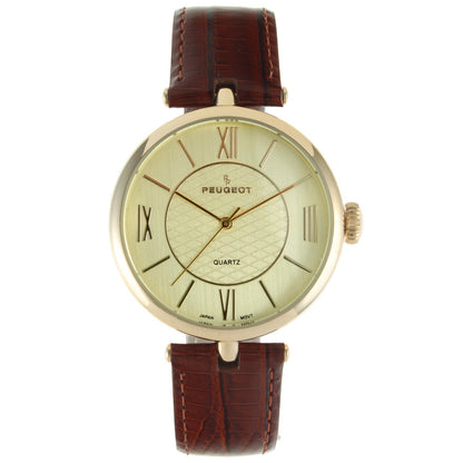 Women's 38mm Watch T-Bar Dress Brown Leather Strap