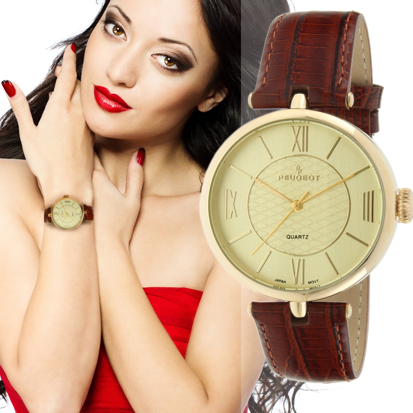 Women's 38mm Watch T-Bar Dress Brown Leather Strap