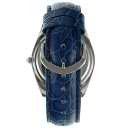 Women's 40mm Blue Boyfriend Watch with Baguette Crystals