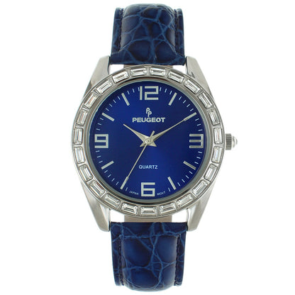 Women's 40mm Blue Boyfriend Watch with Baguette Crystals