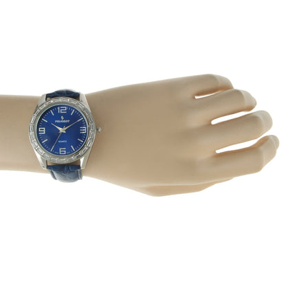 Women's 40mm Blue Boyfriend Watch with Baguette Crystals