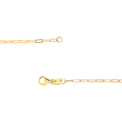 Gargantilla unisex de oro amarillo macizo de 14K, cadena de eslabones tipo clip de 1,5 mm - 18 pulgadas