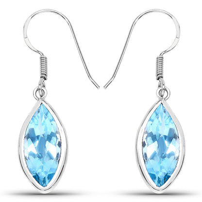 Pendientes de Plata de Ley .925 con Topacio Azul Genuino de 9.76 Quilates