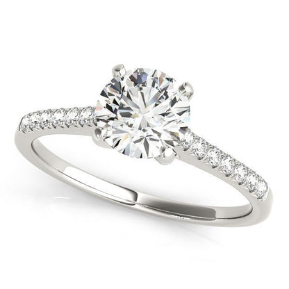 Anillo de compromiso de oro blanco de 14 quilates con diamantes engastados en hilera única (1 1/8 cttw)
