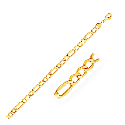 Cadena Figaro ligera de oro amarillo de 14k y 6,5 mm