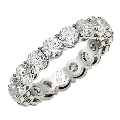 Anillo de Eternidad con Diamantes Redondos Cultivados en Laboratorio de Oro Blanco de 14k (3 quilates, FG/VS2)