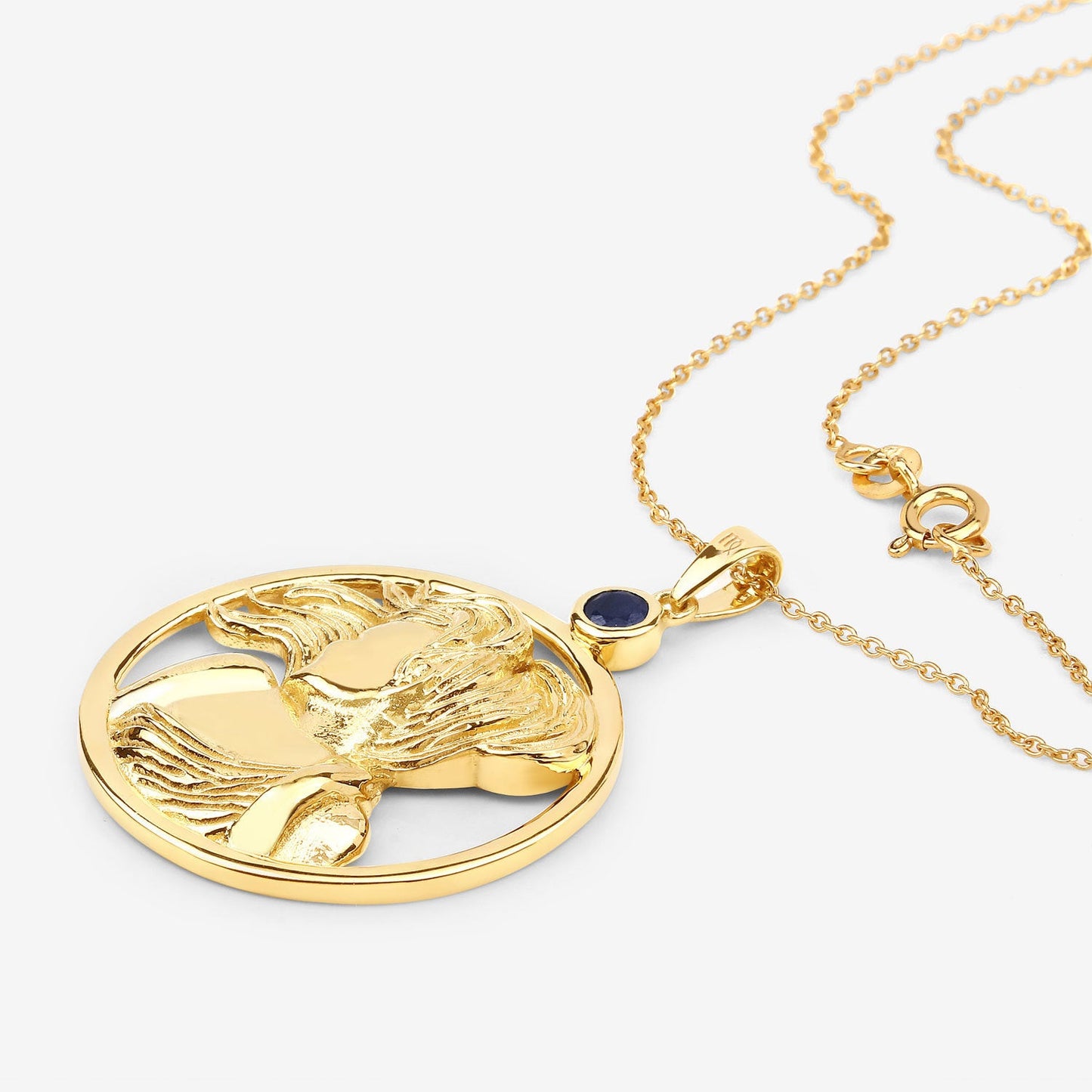 Colgante de plata de ley .925 con zafiro azul auténtico de 0,27 quilates