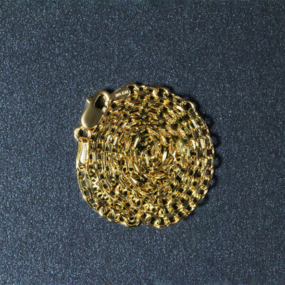 Cadena de eslabones de cable con corte de diamante de oro amarillo de 14k de 2.3 mm