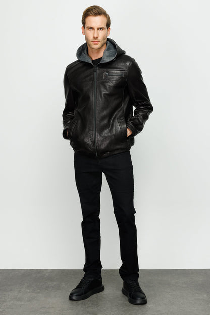 The Byron Ribi Black Leather Men Jacket