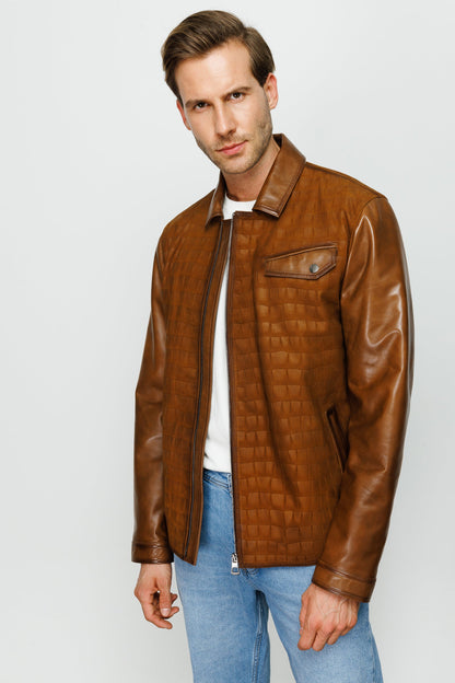 The Emerson Tan Leather Men Jacket
