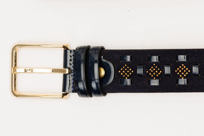The Vicino Navy Leather Belt