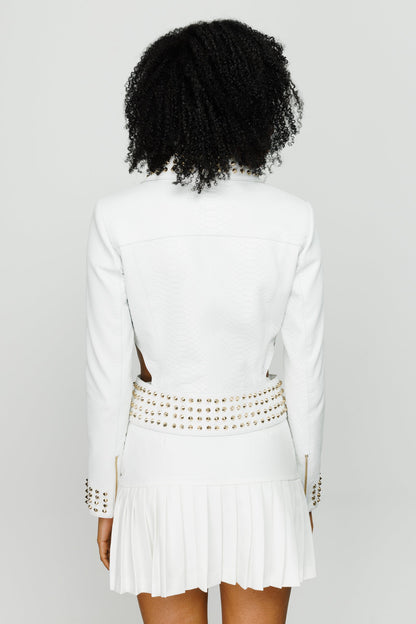 The Infanta White Leather Women Jacket