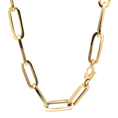 Gargantilla de cadena Paperclip extra ancha de oro amarillo de 14k
