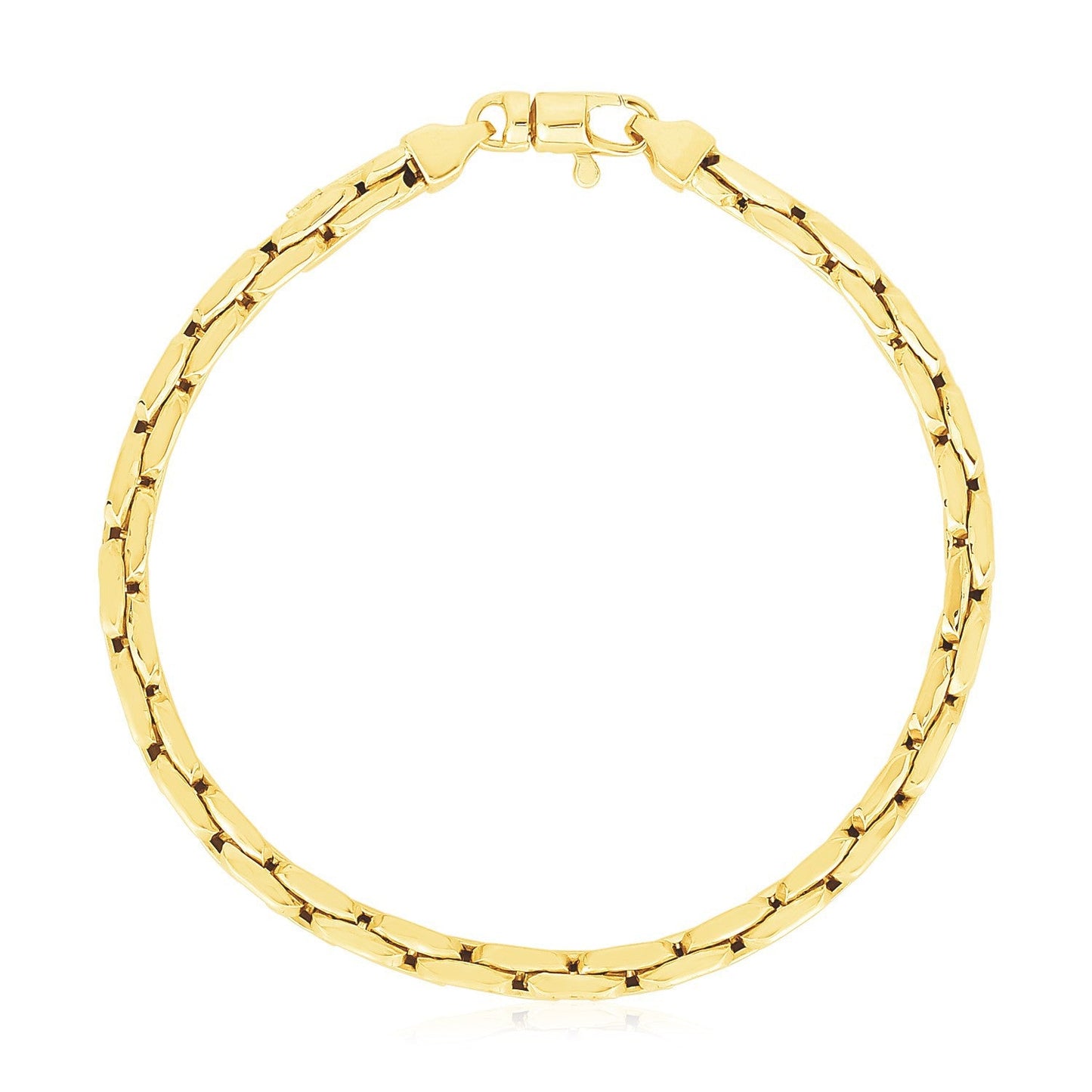 Pulsera de eslabones de cable comprimido en oro amarillo de 14k de alto pulido