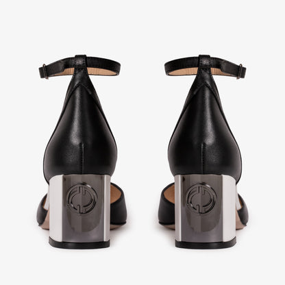 The Noella Black Leather Women Sandal