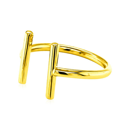 Anillo abierto de oro amarillo de 14k con barras