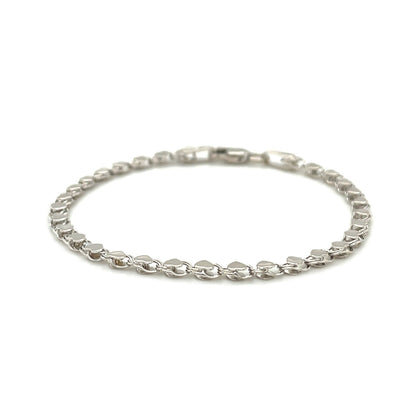 Pulsera de corazón de oro blanco de 14k de 2.9mm