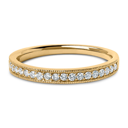 Anillo de boda milgrain de oro amarillo de 14K con diamante redondo de 1/4 Cttw (color I-J, claridad SI2-I1) - Talla 6.5