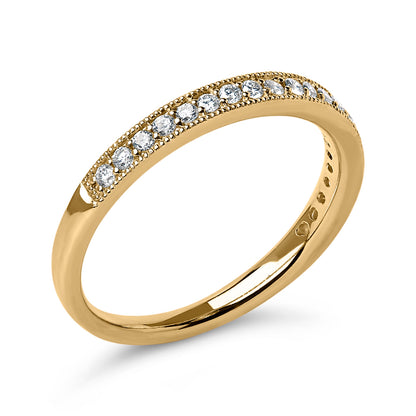 Anillo de boda milgrain de oro amarillo de 14K con diamante redondo de 1/4 Cttw (color I-J, claridad SI2-I1) - Talla 6.5