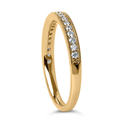 Anillo de boda milgrain de oro amarillo de 14K con diamante redondo de 1/4 Cttw (color I-J, claridad SI2-I1) - Talla 6.5