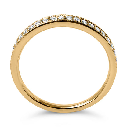 Anillo de boda milgrain de oro amarillo de 14K con diamante redondo de 1/4 Cttw (color I-J, claridad SI2-I1) - Talla 6.5