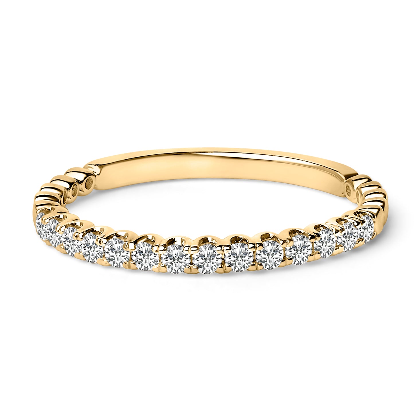 Anillo de boda de oro blanco de 14K con diamantes redondos de 1/4 Cttw engastados con garras