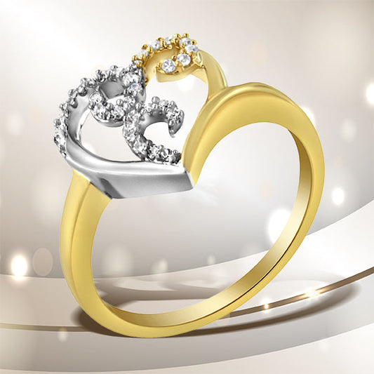 Anillo con forma de corazón de oro de 10K bicolor con diamantes (1/6 Cttw, color H-I, claridad I1-I2) - Talla 6
