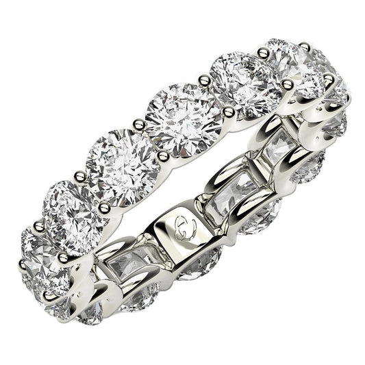 Anillo de eternidad de diamantes redondos cultivados en laboratorio de oro blanco de 14k (6 quilates peso total FG/VS2)