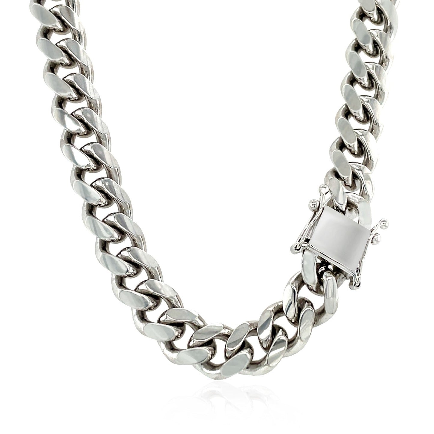 Cadena Cubana Miami de Plata Esterlina con Baño de Rodio 8.4mm