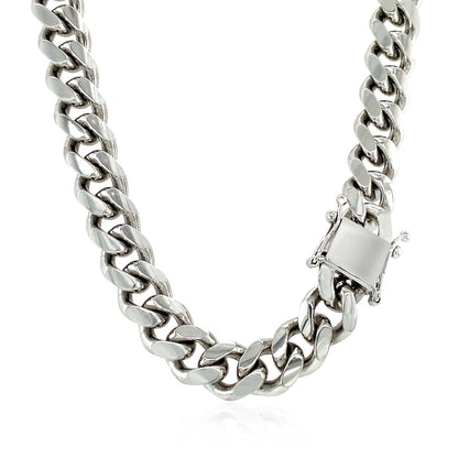 Cadena Cubana Miami de Plata Esterlina con Baño de Rodio 8.4mm