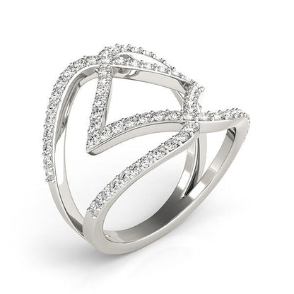 Anillo de doble banda de oro blanco de 14k con diseño entrelazado y diamantes (3/4 quilates en total)